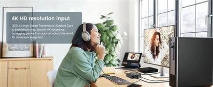 Navceker 4K Pro USB 3.0 Video Capture Card HDMI-compatible 1080P 60fps HD Video Recorder Grabber For OBS Capturing Game Live.