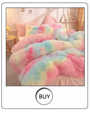 Luxury Faux Rabbit Fur Velvet Fleece Plush Soft Warm Bedding Set Super Comfortable Duvet Cover Set Blanket Bed Sheet Pillowcases