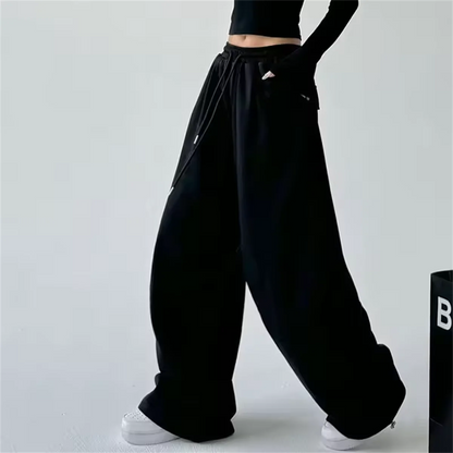Mode Vintage Y2K Baggy Hose Frauen Sommer Breite Bein Elastische Taille Lose Hosen Dame Einfarbig Hip Hop Hosen Casual Kleidung