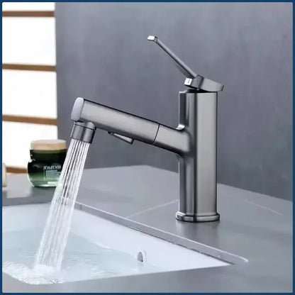 3 Function Stream Sprayer Hot Cold Brass Washbasin Faucet for Bathroom Single Handle Dual Hole Pull Out Basin Sink Mixer Tap