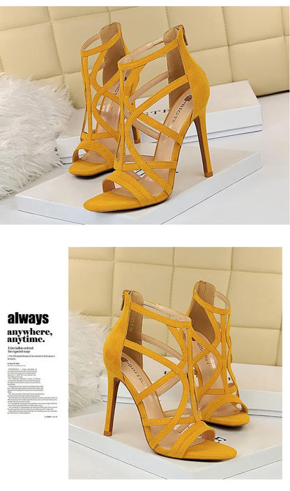 BIGTREE Shoes Roman Style High Heels Woman Pumps Stiletto Heels 11 Cm Women Heels Sexy Party Shoes Hollow Out Women Sandals 2025.