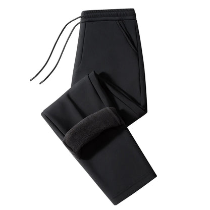 M-9XL Plus Velvet Trousers Men's Plus Size Autumn and Winter Thickened Casual Sports Pants Fat Mid-high Waist Solid Color Pants.