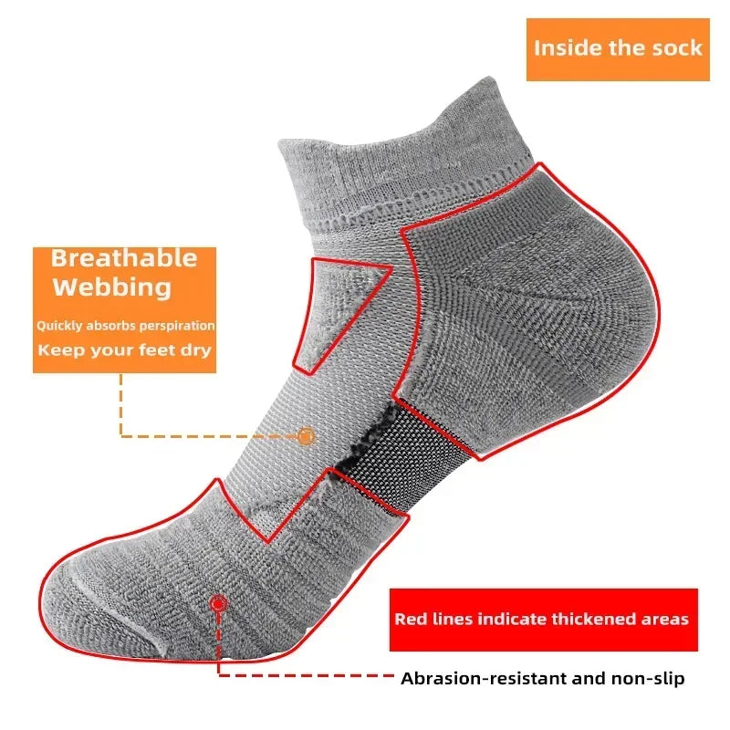 6/3/1 Pairs New Men Sports Running Fitness Flight Short Tube Socks Women's Towel Bottom Basketball Socks Solid Color Black Socks.