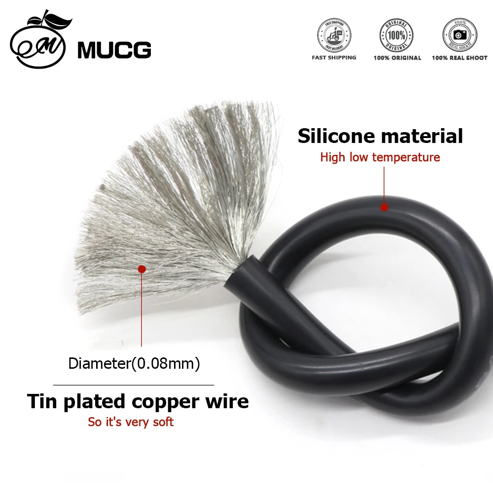 50m Silicone cable Black Red Heat-resistant Flexible cord Super soft Battery charging Electrical wires 7 8 9 10 11 12 13 14 AWG.