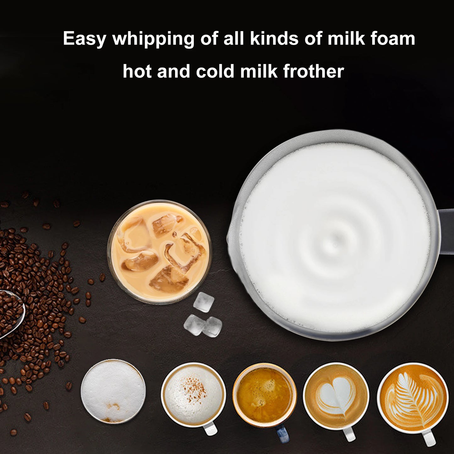 BioloMix Upgraded 4 in 1 Coffee Milk Frother Frothing Foamer Automatic Milk Warmer Cold/Hot Latte Cappuccino Chocolate.