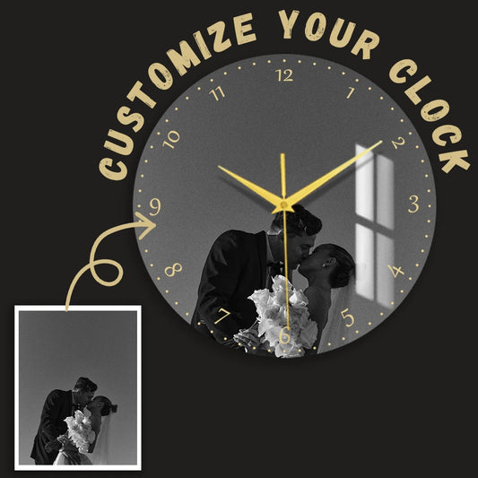 [maßgeschneidert] Drucken Sie Ihre Fotos auf der Uhr, Wandkunstuhr, Quarzuhr, stille Uhr, ideengeschenk 12/14 Zoll