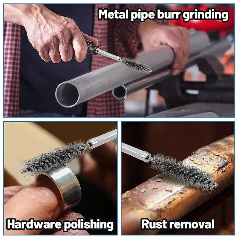 Edelstahl-Bohrbürste, gedrehter Draht, Edelstahl-Reinigungsbürsten für die Reinigung von elektrischen Bohrmaschinen und Schlagwerkzeugen
