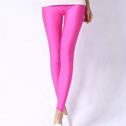 New Spring Solid Candy Neon Leggings for Women High Stretched Female Legging Pants Girl Clothing Leggins Plug Size.