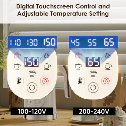 BioloMix 5-in-1 Milk Frother with Upgraded LED Display Touch Screen - Hot And Cold Foam Maker Milk Warmer for Coffee Latte.