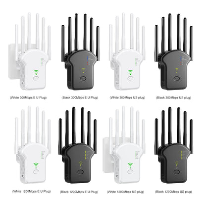 1200Mbps 5GHz Wireless WiFi Repeater WiFi Signal Booster Dual-Band 2.4G 5G WiFi Extender 6 Antenna Network Amplifier WPS Router.