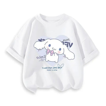 2024 New Summer COTTON T shirt Girls Boys Cinnamoroll T shirt Cartoon Print Kids T-Shirts Children Girls Tops Clothes.