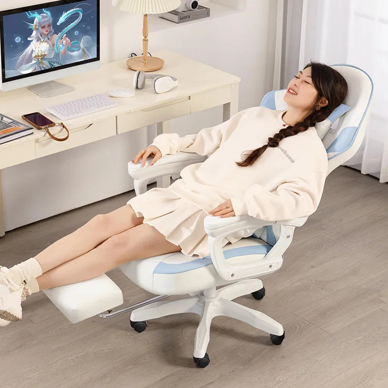 Ergonomischer Gaming-Stuhl, Gamer-Stühle mit Kopfstütze mit Lendenkissen, höhenverstellbarer Computer-Bürostuhl für Mädchen und Jungen