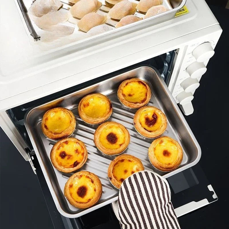 Stainless Steel Rectangular Tray with Lid Multi-Purpose Serving Plate for Dumplings BBQ Catering Food Storage Home Restaurant.