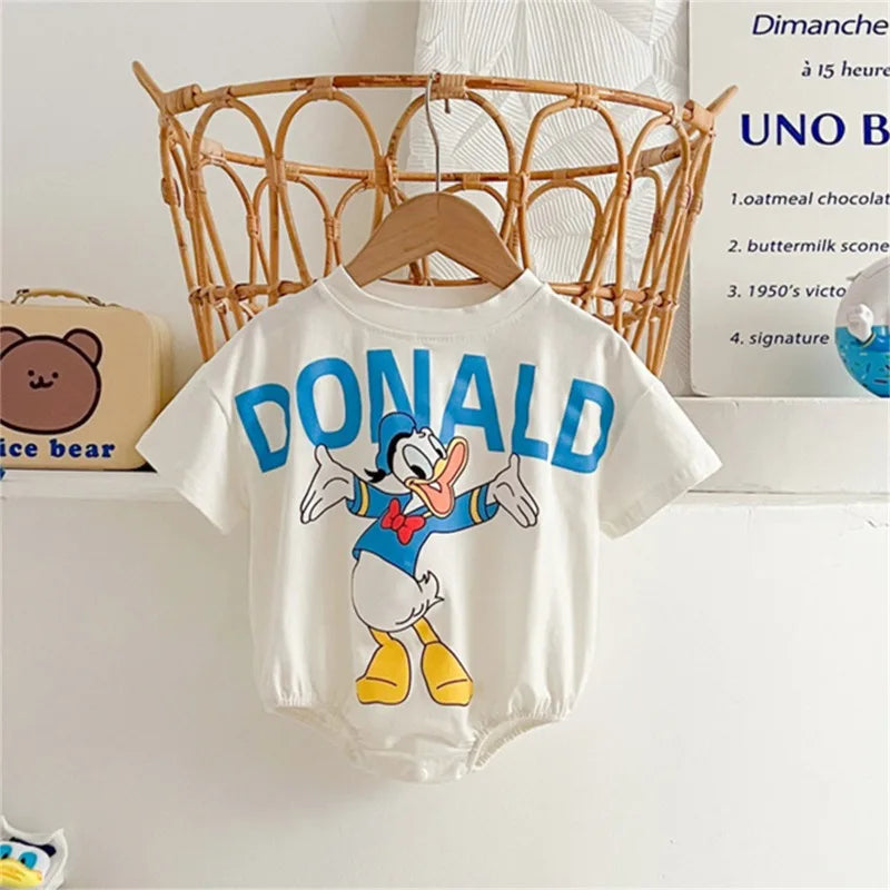 Disney Baby Mädchen Junge Overall Strampler Socke Hut Neugeborene Kleidung Set Baumwolle Cartoon Donald Duck Infant Kleinkind Body Outfit K618.