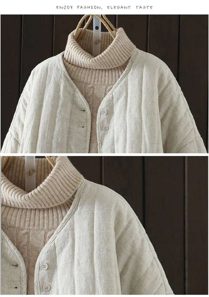 2023 Retro Kunst Winter kurze Jacke Frauen einfarbig personal isierte vielseitige lose lässige Baumwoll mantel geste ppte Tops z4260.