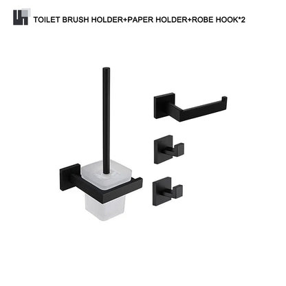 Schwarz Bad zubehör Edelstahl Set Wandre gal Handtuch halter Handtuch halter Taschentuch halter Kleider haken Toiletten bürste Anhänger