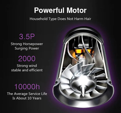 High-Power Ionic Hair Dryer Fast Heating and Hot/Cold 9 Gears Adjustment Home Professional Hairdryer Blow Dryer with Accessories