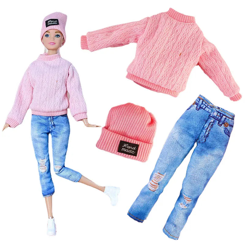 NEW 25 Style Doll Clothes Outfits Pink Winter Sweater Coat Dress Pant Costume Doll House Accessories Christmas Girls Gift