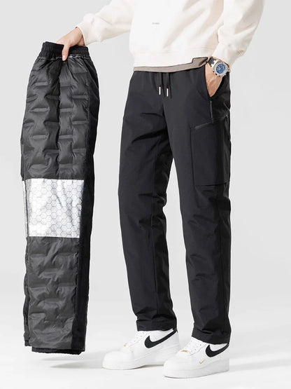 Winter Down Pants Men 90% White Duck Down Padded Warm Pants Outdoor Waterproof Windproof Casual Straight Thermal Puffer Trousers.