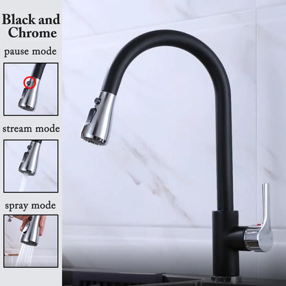 Kitchen Faucet Black Kitchen Tap  Pull Out  Kitchen Sink Mixer Tap Brushed Nickle Stream Sprayer Head Chrome Kitchen Water Tap