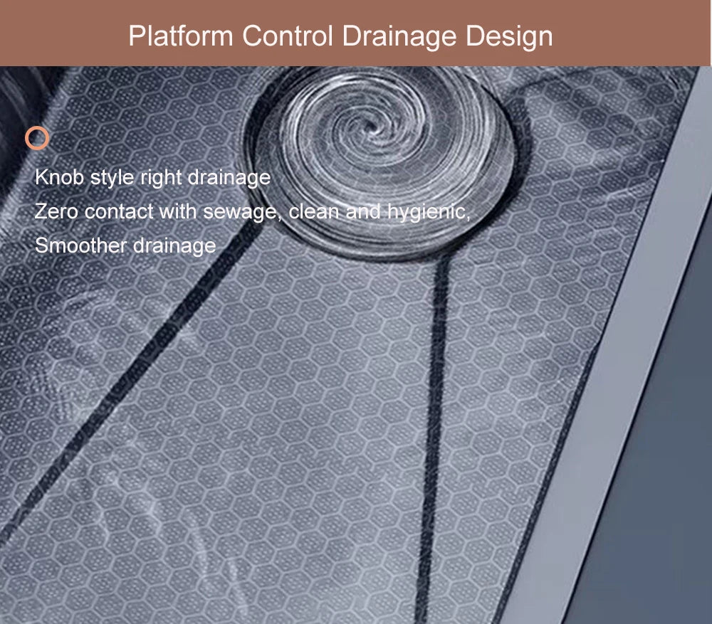 Stainless Steel Kitchen Sink with Hot Cold Pull Out Kitchen Sink Faucets Digital Large Single Bowl Waterfall Rain Kitchen Sinks