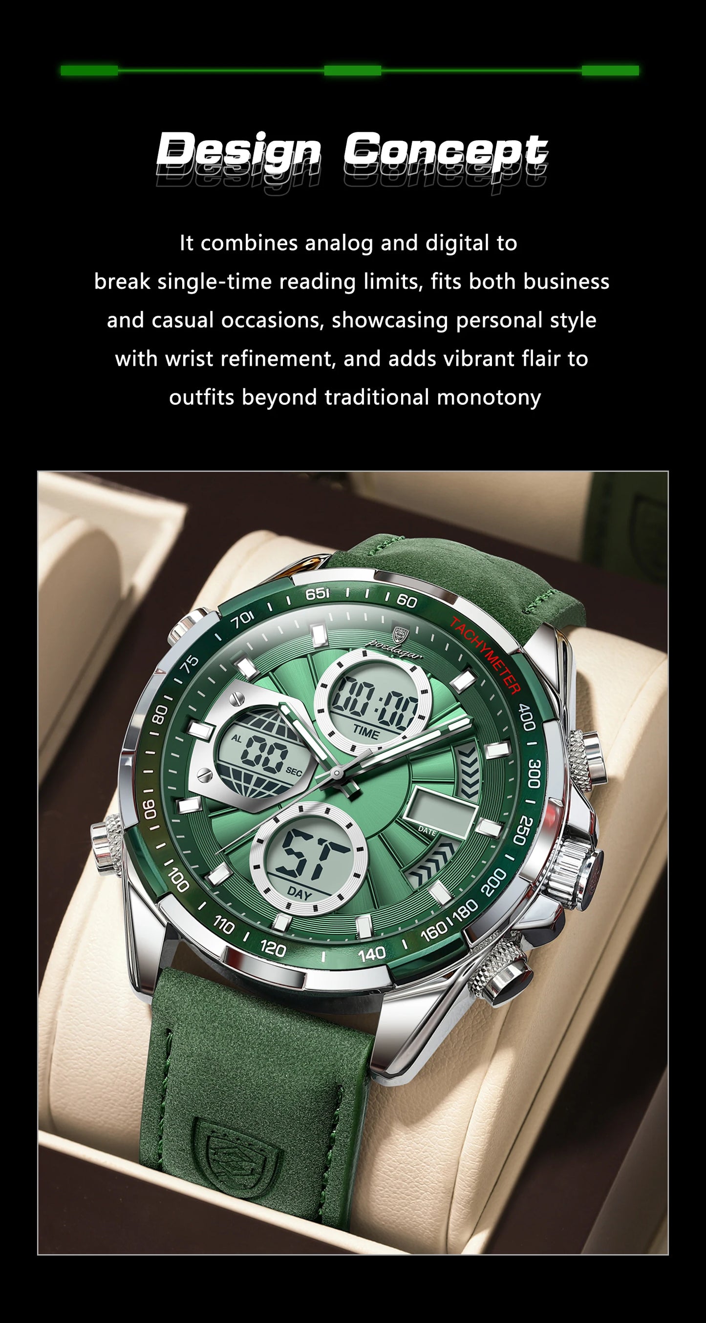 POEDAGAR LED Luxury Men Watch Luminous Week Date Dual Time Display Digital Man Clock Alarm Electronic Men's Quartz Watches Reloj.