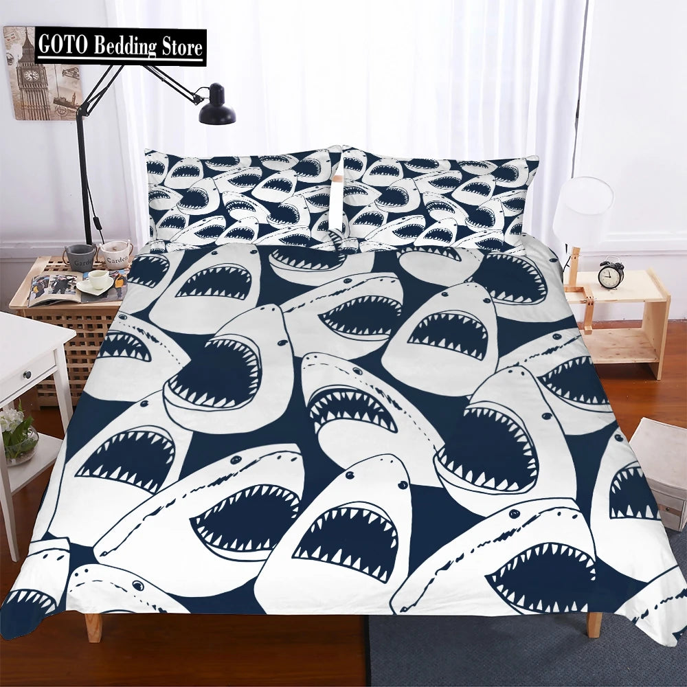 2021 Thick Bedding For Shark Ocean 3D Print Duvet Cover Pillowcases Black And White Bedding Sets Ropa De Cama Euro Size 2/3pcs.