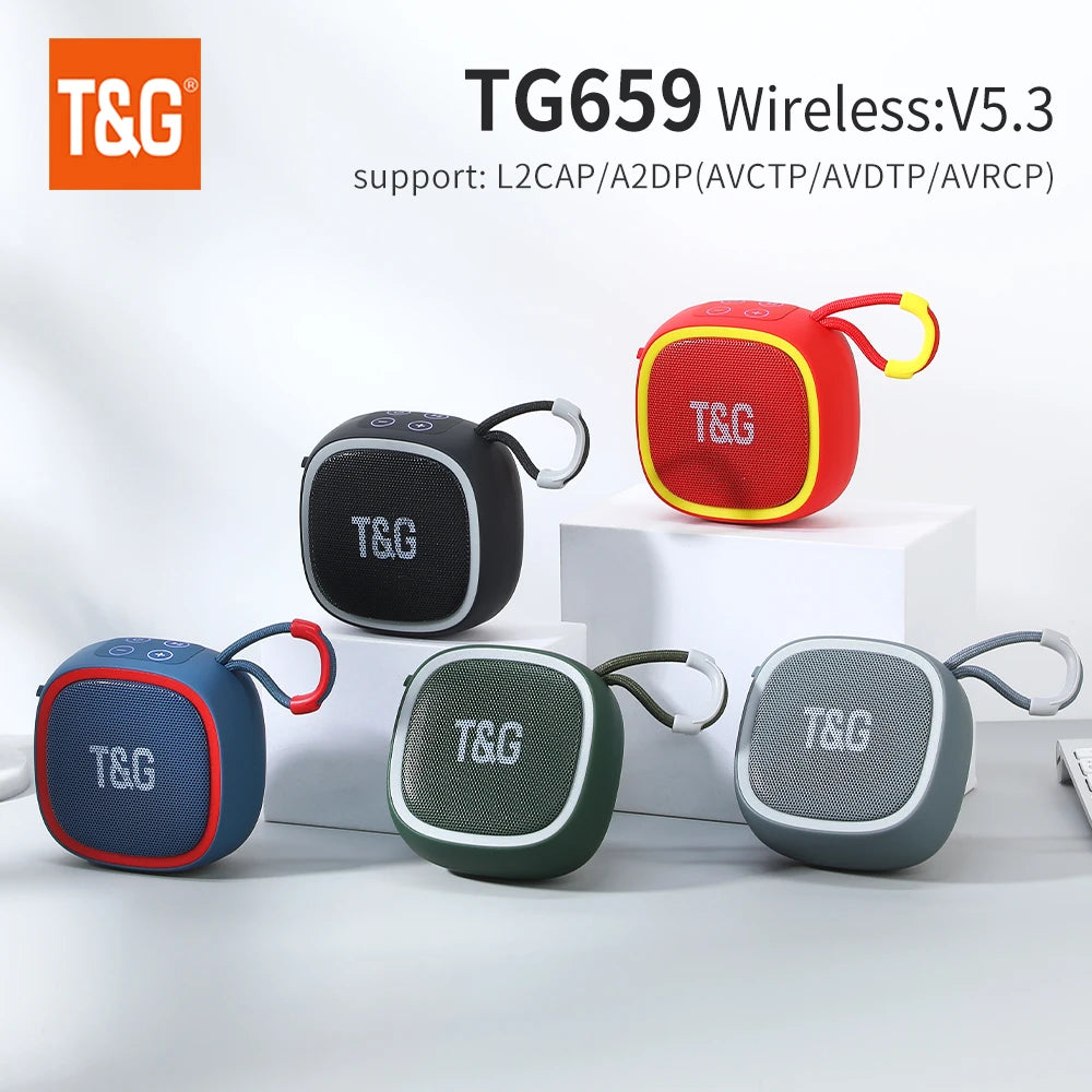 Bluetooth Speaker TG659 Mini Portable Wireless Powerful Speakers TWS BT 5.3 Sound Box HIFI Loudspeaker Supports TF Card Radio.