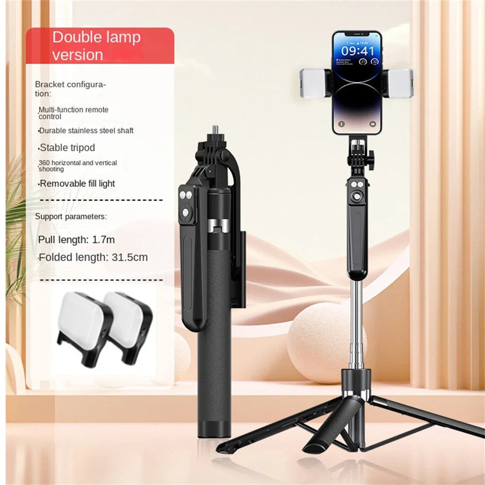FANGTUOSI New Long Selfie Stick Tripod for Smartphone Live, Tripods Stand with Wireless Bluetooth shutter For Phone Camera Vlog.