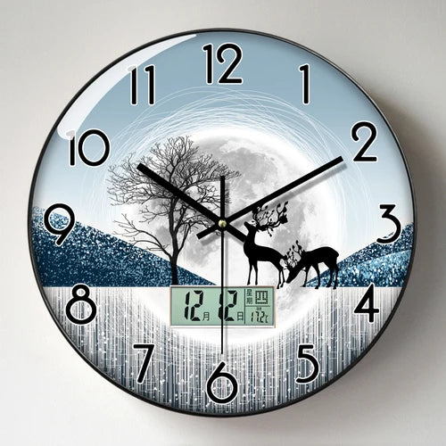 Wanduhr, Wohnzimmer mit Kalender, Zuhause, modisch, einfach, modern, Wanduhr, 2023, neuer Stil, stumm, Licht, Luxus