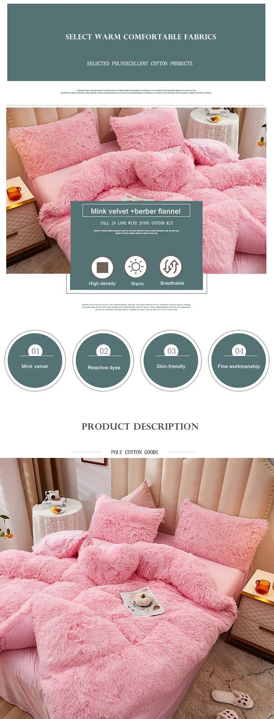 3/4PCS Luxurious Plush Duvet Cover Set – Cozy & Soft Bedding, Perfect for Bedroom Comfort, Ideal for Guest Rooms and Dorm Aesth.