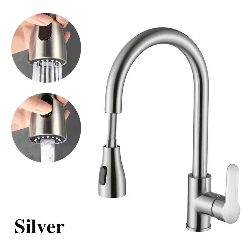 2025New Modern Stainless Steel 360° Rotating Telescopic Faucet Stainles Steel Is More Durable Kitchen Sink Bathroom Basin Faucet