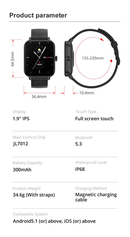 COLMI P81 Voice Calling Smart Watch Ultra 1.9 inch Screen 24H Health Monitor 100+ Sports Modes, Bluetooth Smartwatch Men Women.