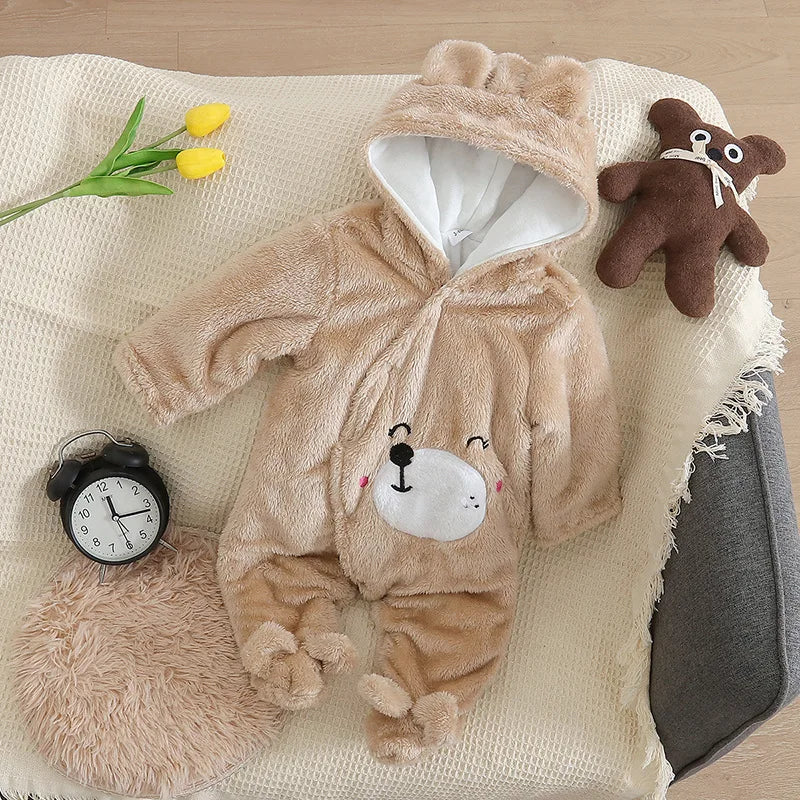 Herbst und Winter Neue Baby Plüsch Klettern Kleidung Baby Warme und Dicke Cartoon Hund Kaninchen Nette Baumwolle Kleidung für 0-2 jahre