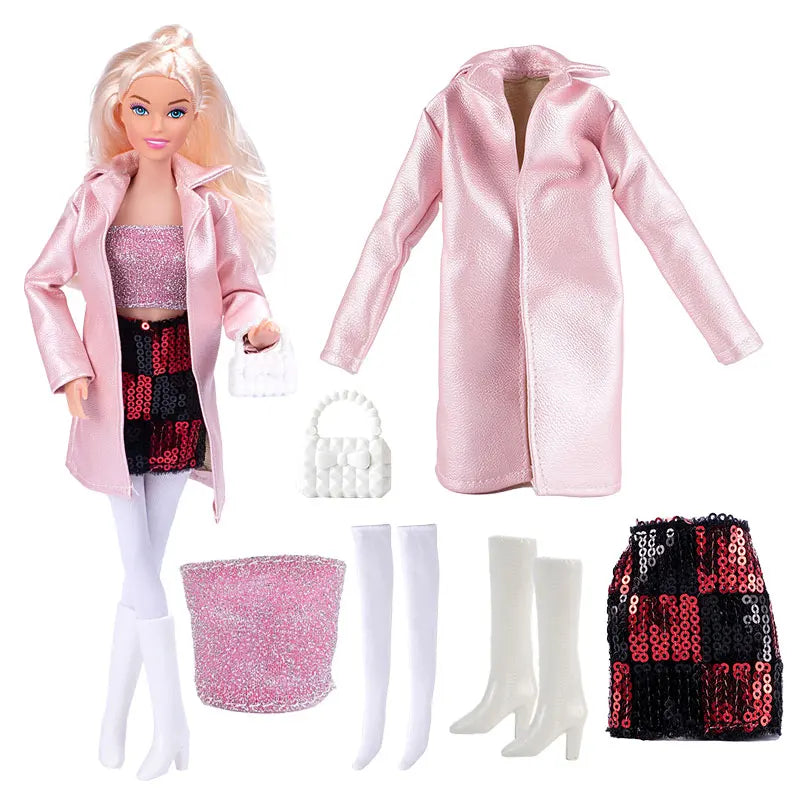 NEW 25 Style Doll Clothes Outfits Pink Winter Sweater Coat Dress Pant Costume Doll House Accessories Christmas Girls Gift