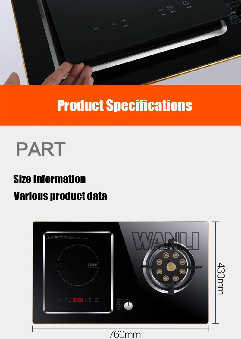 7.0KW Household Single-Burner Gas Stove/Single Induction Cooker/Electric Dual Purpose Stove/Toughened Glass Panel