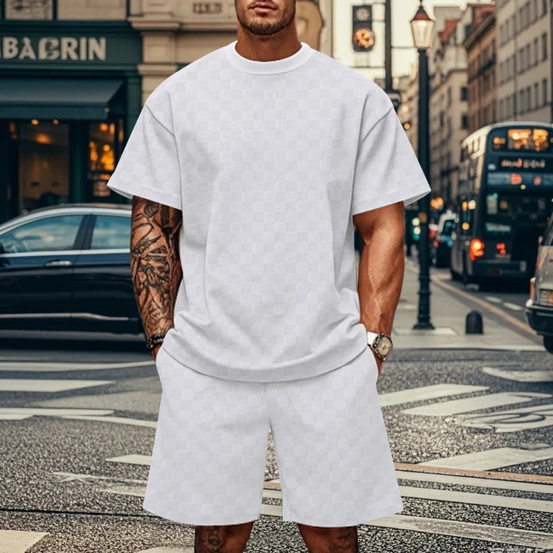 New Style Fashion For Man Summer 3D Print Short Sleeve T-shirt Fashion Sports Set Breathable T-shirt Shorts Sports Two-piece Set.