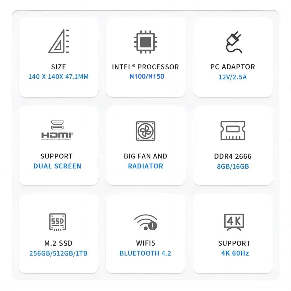 FIREBAT AK2 PLUS Mini PC Intel N100 N150 CPU Windows 11  DDR4 16GB RAM 512GB SSD Desktop Computer  WIFI5 BT4.2  HDMI USB.