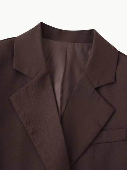 TRAFZA Frauen Elegante Feste Revers Zwei Tasten Anzug Jacke Mode Lange Hülse Dünne Kurze Mäntel 2024 Neue Casual Büro Dame Blazer