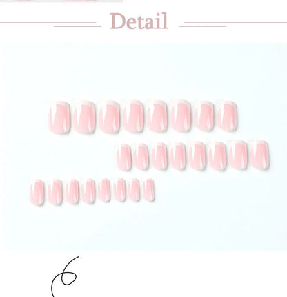 Simple White French Wearable Long Square Fake Nails Full Cover Detachable Finished False Nails Press on Nail with Glue Wholesale.