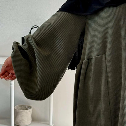 Winter Corduroy Abaya Warm Muslim Dress Closed Abayas for Women Dubai Luxury Turkey Kaftan Hijab Robe Ramadan Eid Islam Clothes.