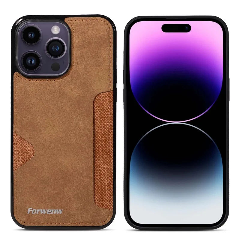 Retro Card Holder Phone Case for iPhone 16 15 14 13 12 11 Pro Max 16E Mini XS XR SE 7 8 Plus Busines Wallet PU Leather Cover.