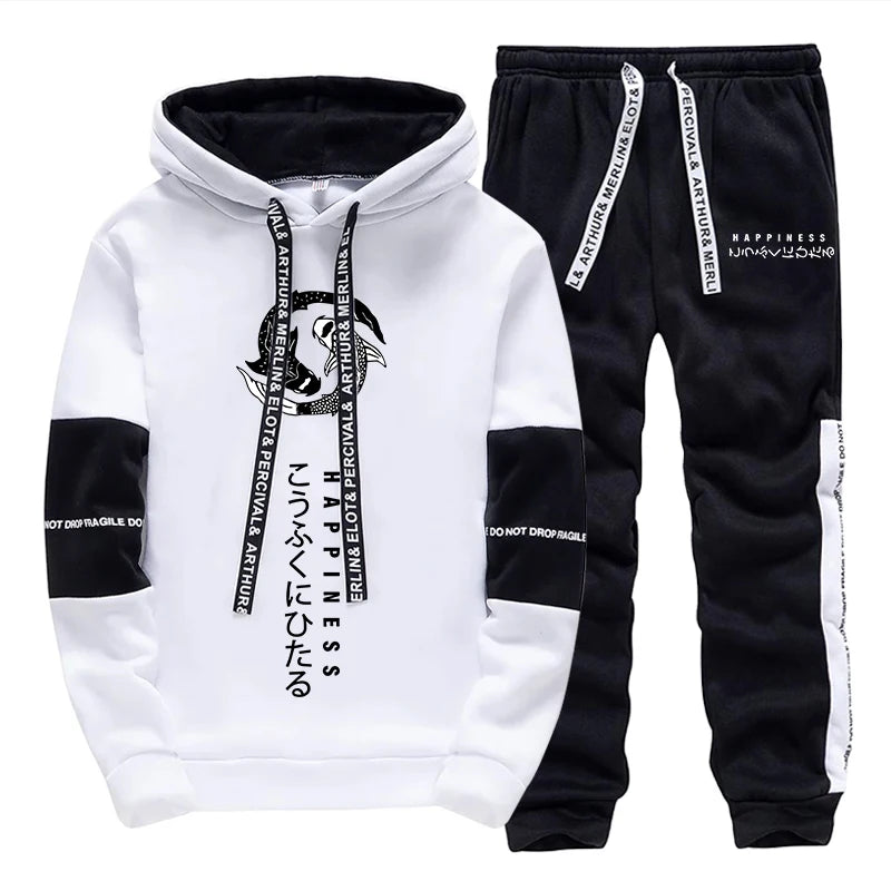 2025 Brand New Men's Set Hooded Sweatshirt Sweatpants Japanese Fashion Hoodie Outfit Male Daily Casual Sporty Trend Jogging Suit.