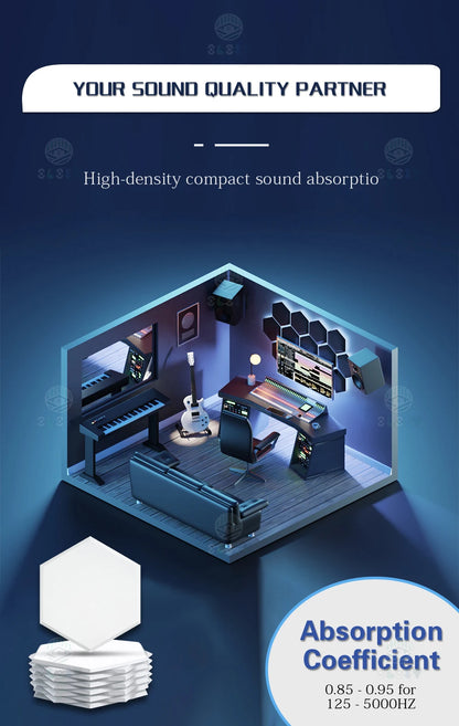 Sound Absorbing Wall Panels Hexagon 6 Pcs Bedroom Acoustic Insulation Sound-absorbing Panels Decor Acoustic Absorption Panel