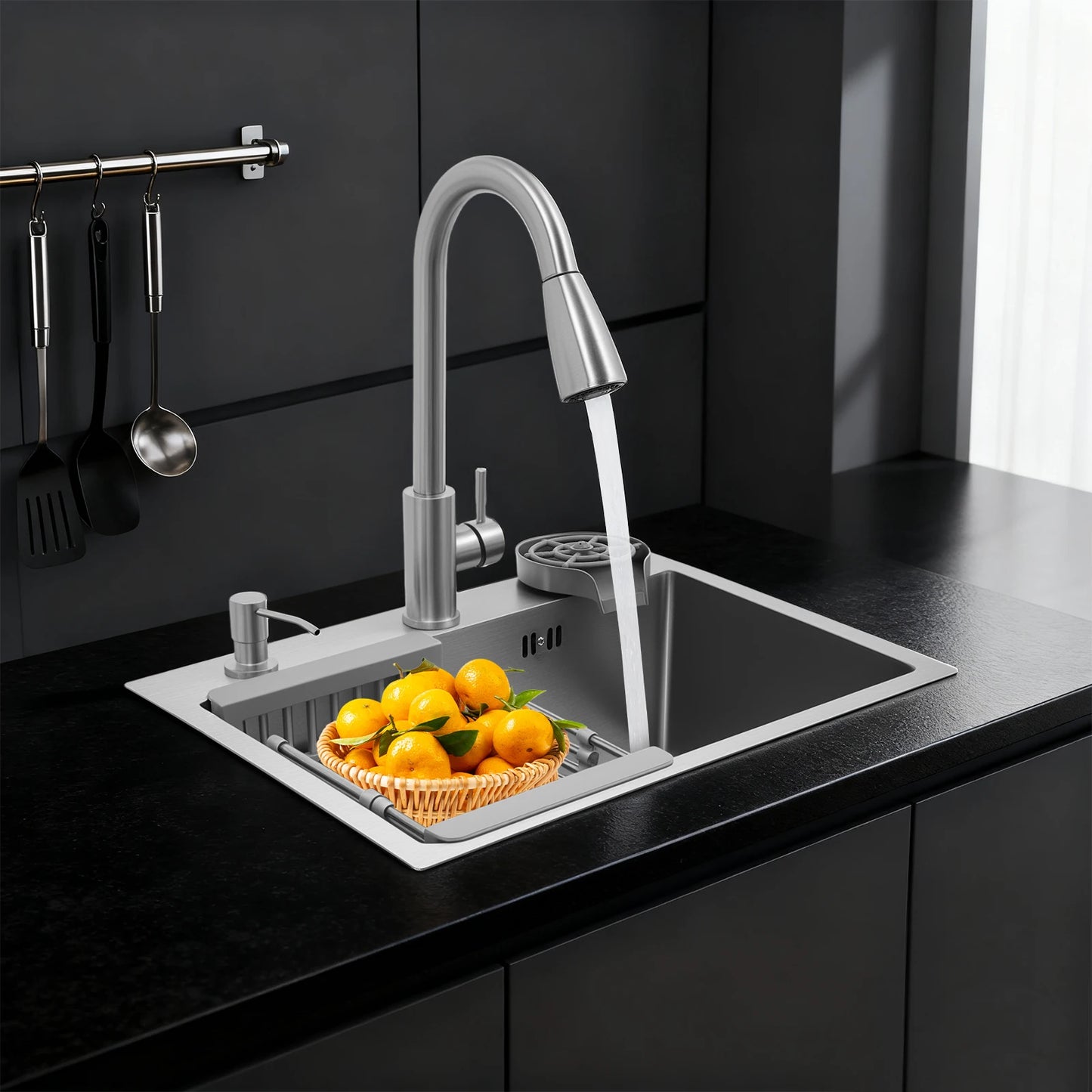 Stainless Steel Multifunctional Sink With Faucet Kitchen Sink Under Table Sink Large Sink