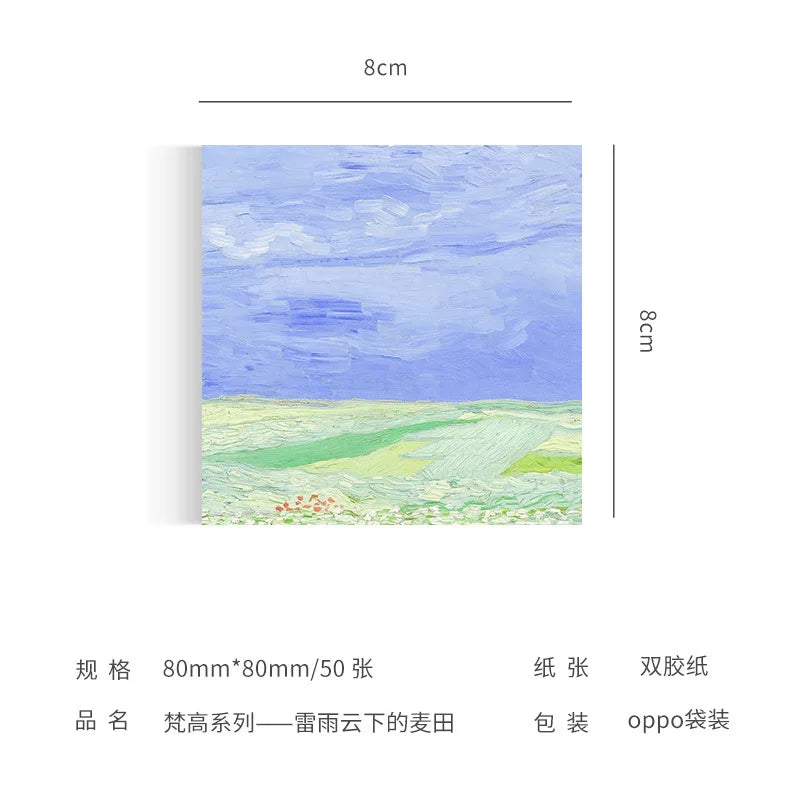 Malerei Memo Pad Monet Van Gogh Keine-klebrige Hinweis Aufkleber Scrapbooking DIY Notizblock Tagebuch Schreibwaren Schule Liefert.