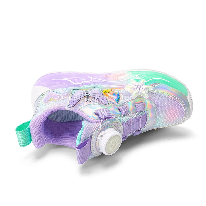 Cute Girls Sneaker Children Shoes Pink Purple Butterfly Printed Kids School Running School Sneaker Sports Tennis Shoes for girl.