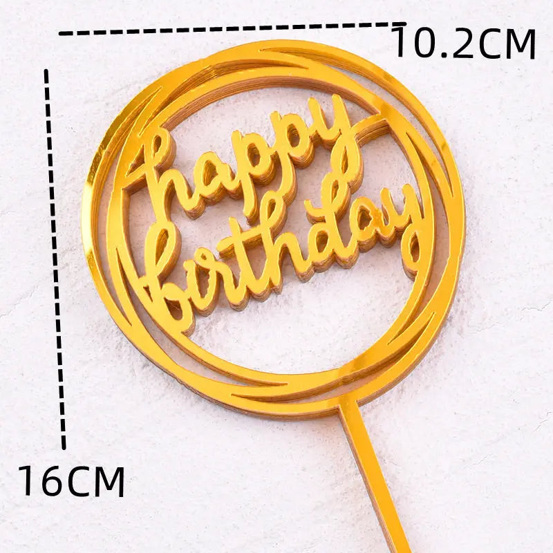 10 Stück Roségold Happy Birthday Kuchendeckel Silber Schwarz Schlichtes Design Acryl Kuchendeckel Babyparty Party Dessert Dekoration.