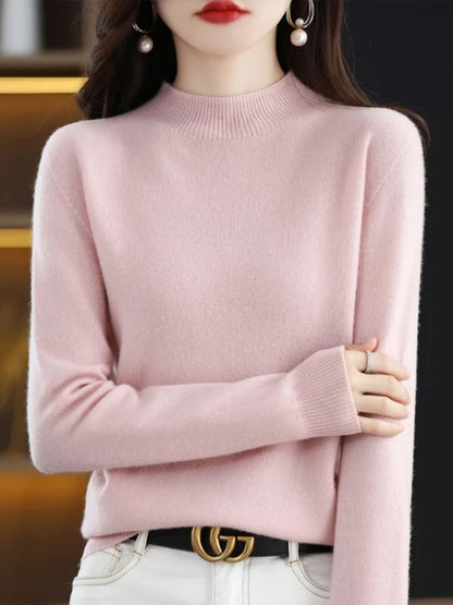 2025 Women's Casual Knit Tops Half-neck Pullover In Autumn And Winter New Cashmere Sweater Women's Coat 19 Colors.