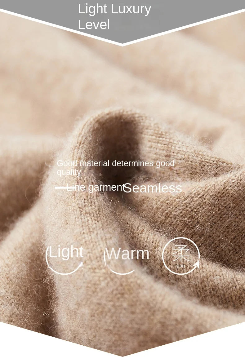 100% Cashmere Sweater Men's Ready-To-Wear Hooded Knitted Pullover Autumn Winter Long Sleeved Sweater Casual Sports Hoodie Top.